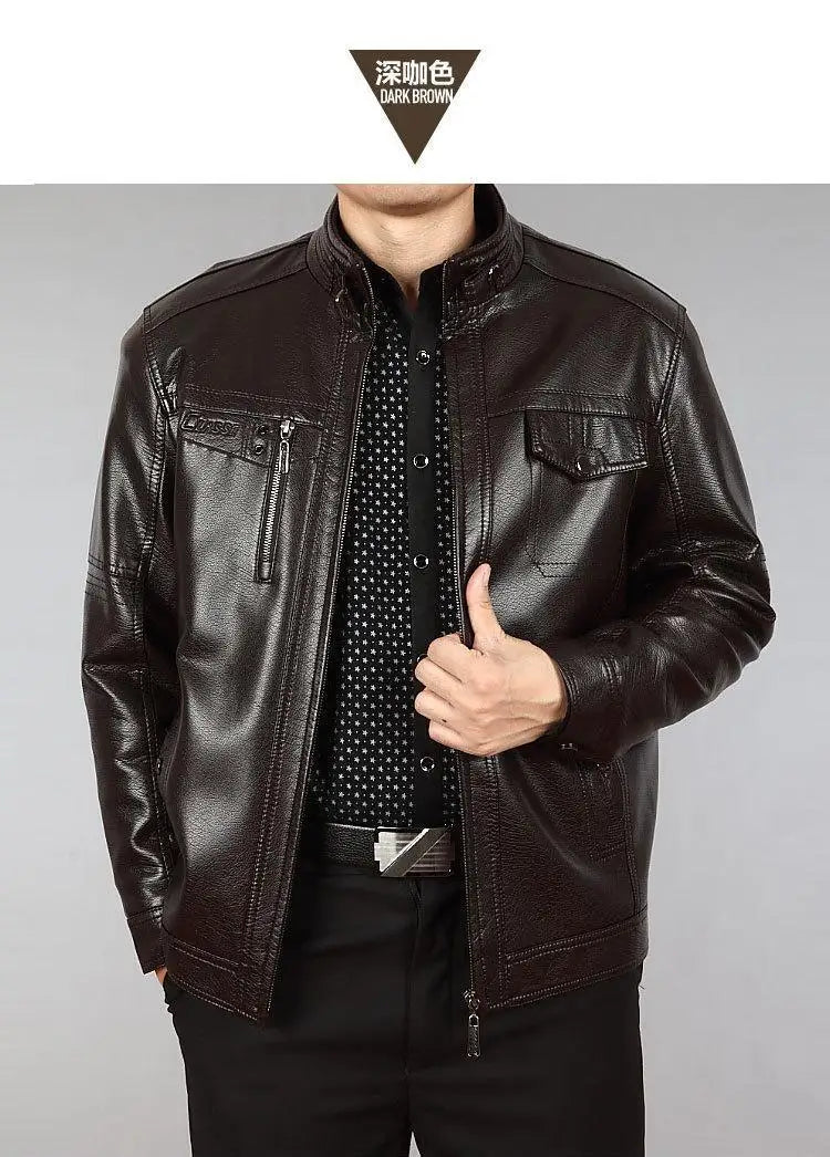 Leather Jacket Men Coats 2024 Brand High Quality PU Outerwear Men Business Winter Faux Fur Male Jacket Fleece