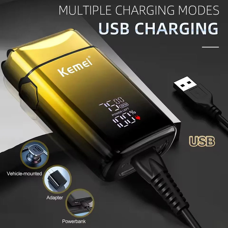 Kemei KM-TX10 Electric Shaver Rechargeable Hair Beard Razor Bald Head Shaving for Men Electric with LCD Display Haircut Machine