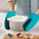 1 Pair Kitchen Oven Gloves High Heat Resistant Short Oven Mitts with Non-Slip Grip Surfaces and Hanging for BBQ Baking Cooking