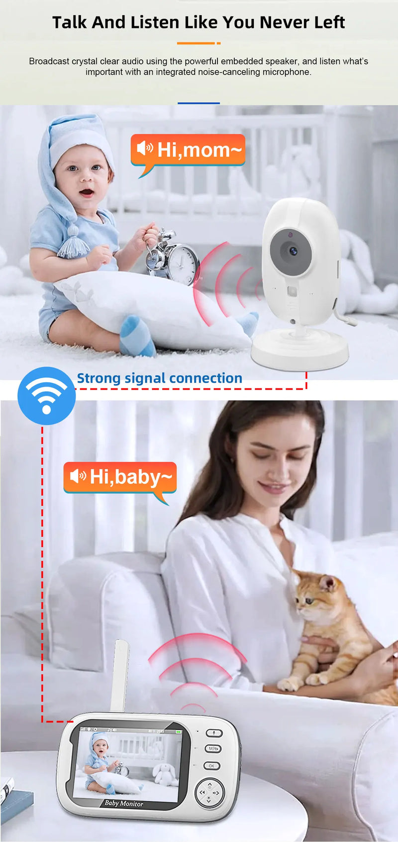 Cdycam New 3.5 inch Wireless Video Baby Monitor Night Vision Temperature Monitoring 2 Way Audio Talk Baby Nanny Security Camera