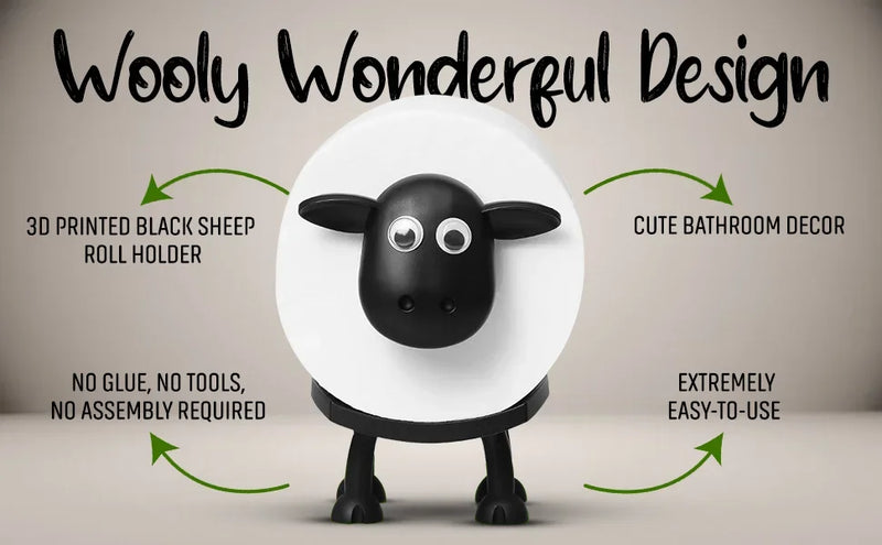 1pcs Sheep Toilet Roll Holder - Funny Toilet Paper Holder Free Standing Bathroom Set - 3D Printed Black Sheep Loo Roll Holder