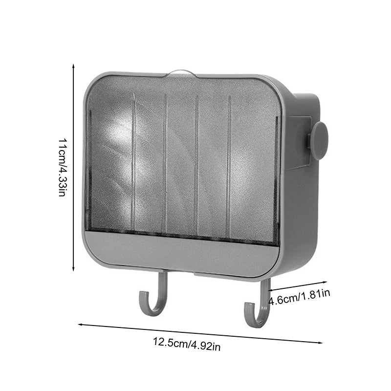 Simple Creative Soap Rack Vertical Dustproof Soap Dish With Lid Drain Soap Dish Bathroom New Nail Free Wall Hanging Soap Holder