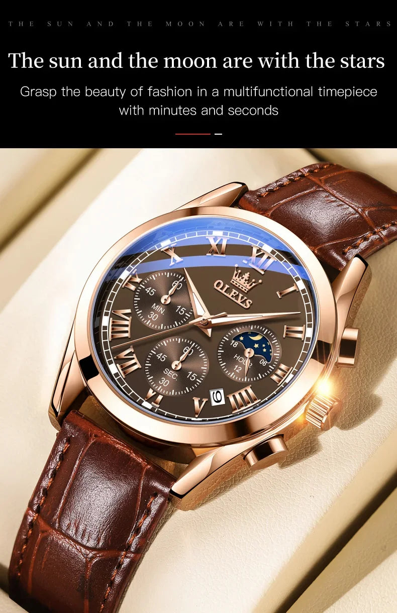OLEVS 2871 Multifunctional Men's Watches Stainless steel Luminous Waterproof Luxury Men Wristwatch Business Watch Man