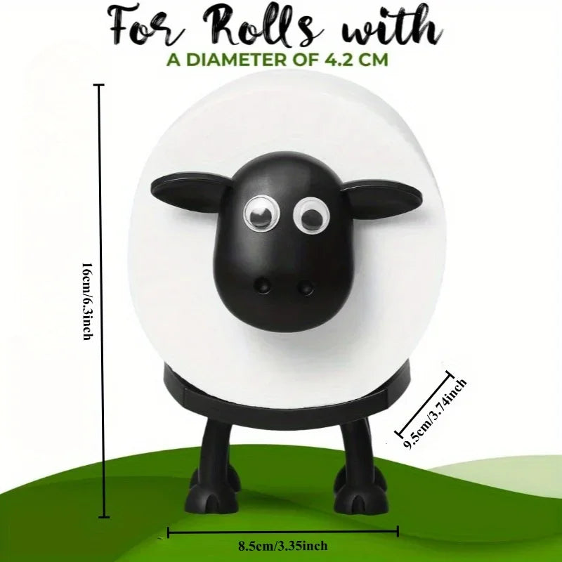 1pcs Sheep Toilet Roll Holder - Funny Toilet Paper Holder Free Standing Bathroom Set - 3D Printed Black Sheep Loo Roll Holder