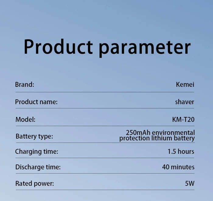 Kemei KM-T20 Mini Men Electric Shaver IPX6 Waterproof Travel Portable Beard Trimmer USB Charging Dry Or Wet Shaver Machine Razor