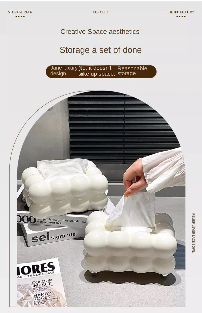 Cloud Design Tissue Boxes Storage Napkin Holder Paper Case Organizer Ornament Craft Desktop Tissue Holder Kitchen Tissue Box