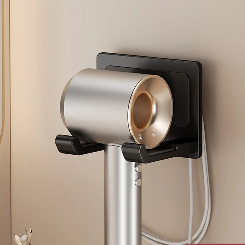 Suporte de secador de cabelo de parede compatível com organizador de metal com almofada antiderrapante, organizador de acessórios para prateleiras de banheiro de quarto