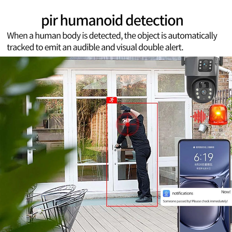 8MP 4K WiFi Solar Camera Outdoor Wireless CCTV Surveillance Camera With Solar Panel Dual Lens PTZ IP Cam Security Protection