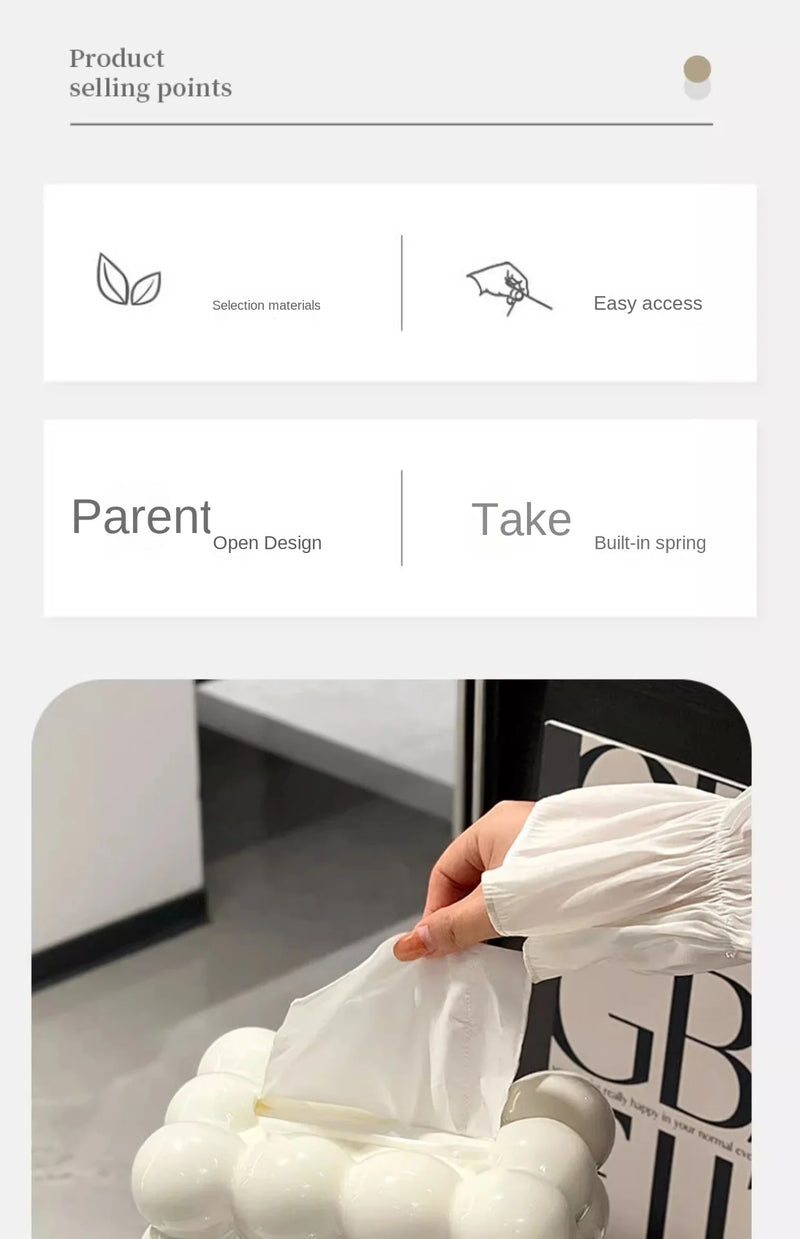 Cloud Design Tissue Boxes Storage Napkin Holder Paper Case Organizer Ornament Craft Desktop Tissue Holder Kitchen Tissue Box