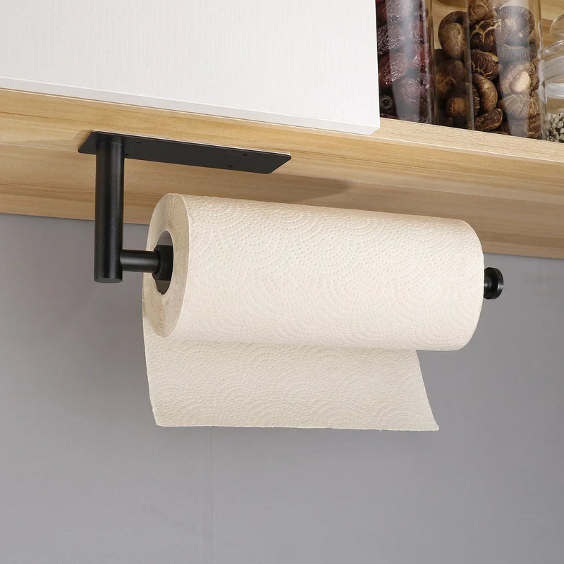 Stainless Steel Paper Towel Holder Punch-free Bathroom Toilet Paper Holder Storage Rack Kitchen Organizer Adhesive Wall Mount