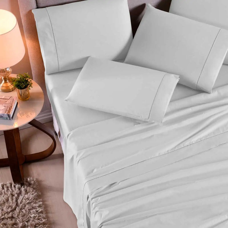 Queen Sheet Set 4 Pieces Cotton Percal 400 Yarn Soft Touch With Elastic