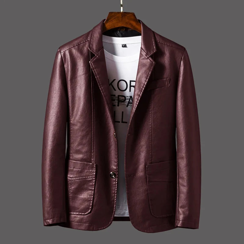 2025 spring and autumn new coat men's warm leather casual popular men's pu leather jacket leather suit mens 4XL
