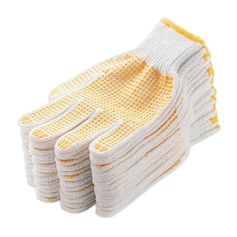 12 Pairs Work Gloves With Anti Slip Grip, PVC Dots Safety Cotton Protection ,For Painter, Mechanic Industrial Construction