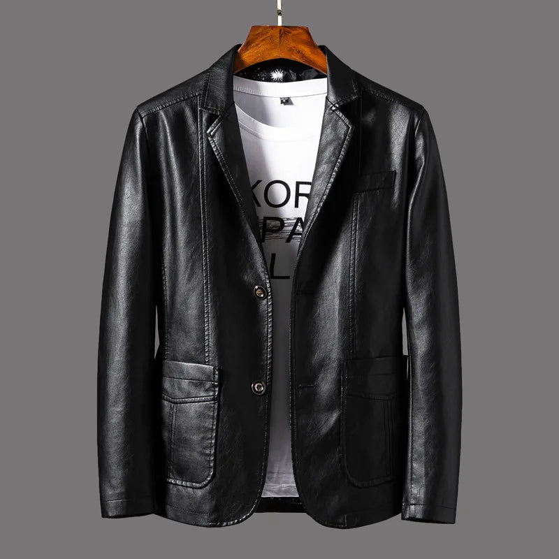2025 spring and autumn new coat men's warm leather casual popular men's pu leather jacket leather suit mens 4XL