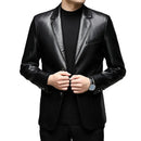 Men Jacket with Button Decoration Stylish Lapel Collar Men's Jacket with Button Cuffs Pocket Faux for Outdoor for Extended