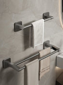 Bathroom Hand Towel Rack Towel Holder Wall Mount No Drill Mount 30/40/50cm Towel Bar Plastic ABS Double Bar 2 Tier Apartment