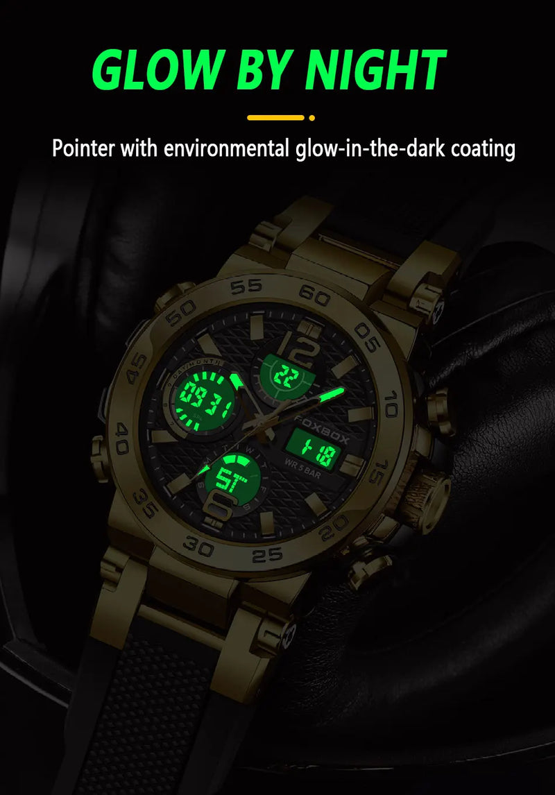 LIGE New Watches For Men 50M Waterproof Clock Alarm reloj hombre LCD Dual Display Wristwatch Quartz Military Sports Mens Watch