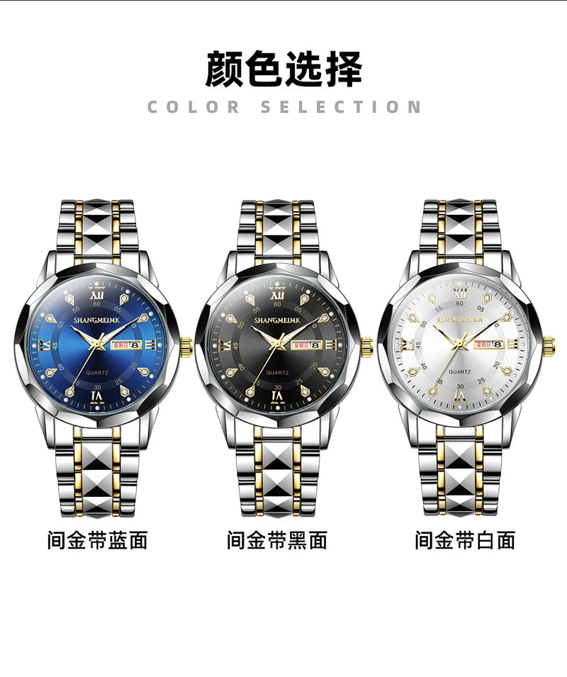High-grade waterproof luminous new men's watch steel belt quartz watch live burst male wristwatch men watch