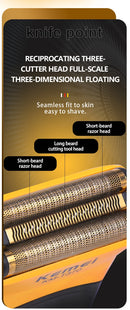 Kemei KM-T370 Shaving Machine Men Beard Trimmer Professional Waterproof Electric Foil Shaver Barber 3 Blades USB Charging Razor