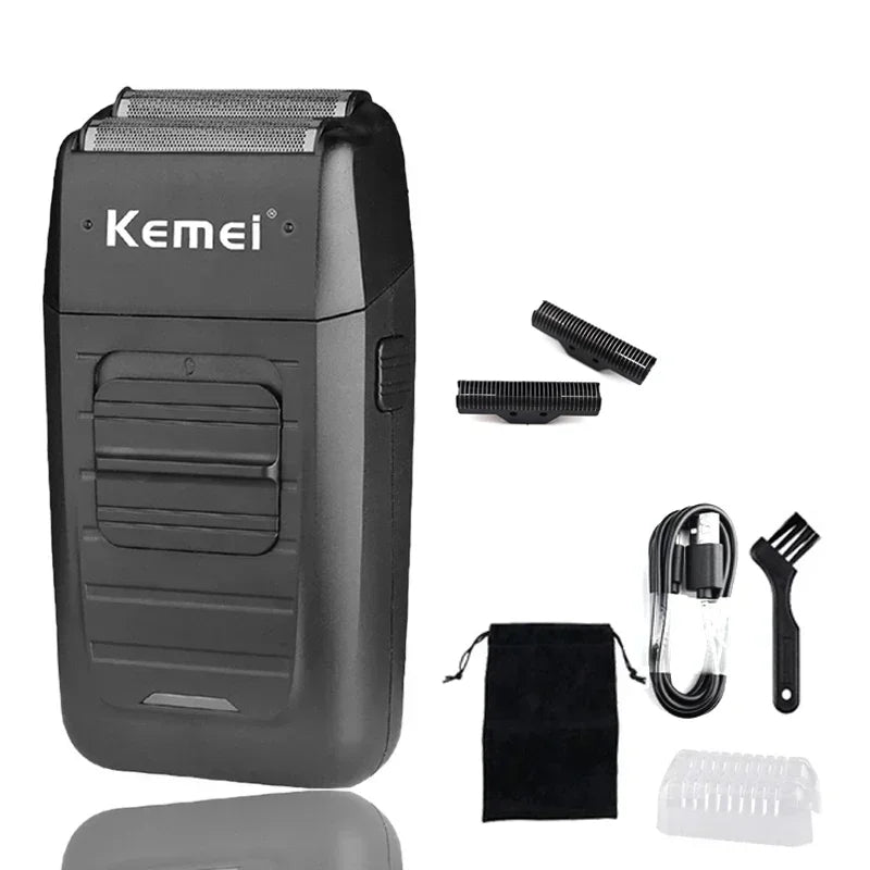 Kemei Rechargeable Cordless Shaver for Men Twin Blade Reciprocating Beard Razor Face Care Multifunction Strong Trimmer KM-1102