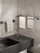 Bathroom Hand Towel Rack Towel Holder Wall Mount No Drill Mount 30/40/50cm Towel Bar Plastic ABS Double Bar 2 Tier Apartment