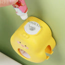 Cute Yellow Duck Automatic Toothpaste Dispenser with Built-In Toothbrush Holder - Wall Mounted, Easy Squeeze Bathroom Accessory