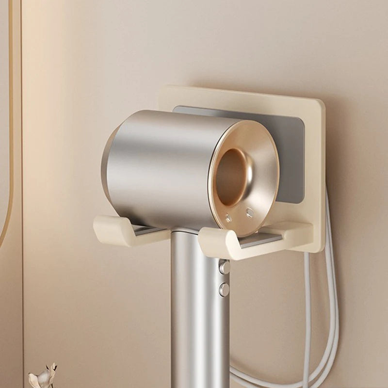 Suporte de secador de cabelo de parede compatível com organizador de metal com almofada antiderrapante, organizador de acessórios para prateleiras de banheiro de quarto