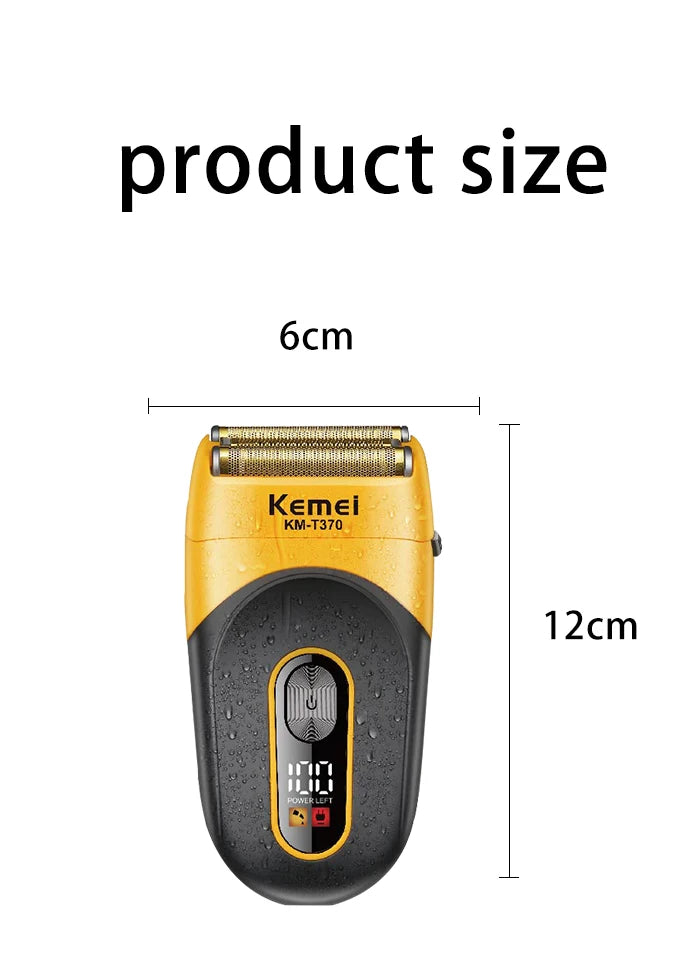 Kemei KM-T370 Shaving Machine Men Beard Trimmer Professional Waterproof Electric Foil Shaver Barber 3 Blades USB Charging Razor