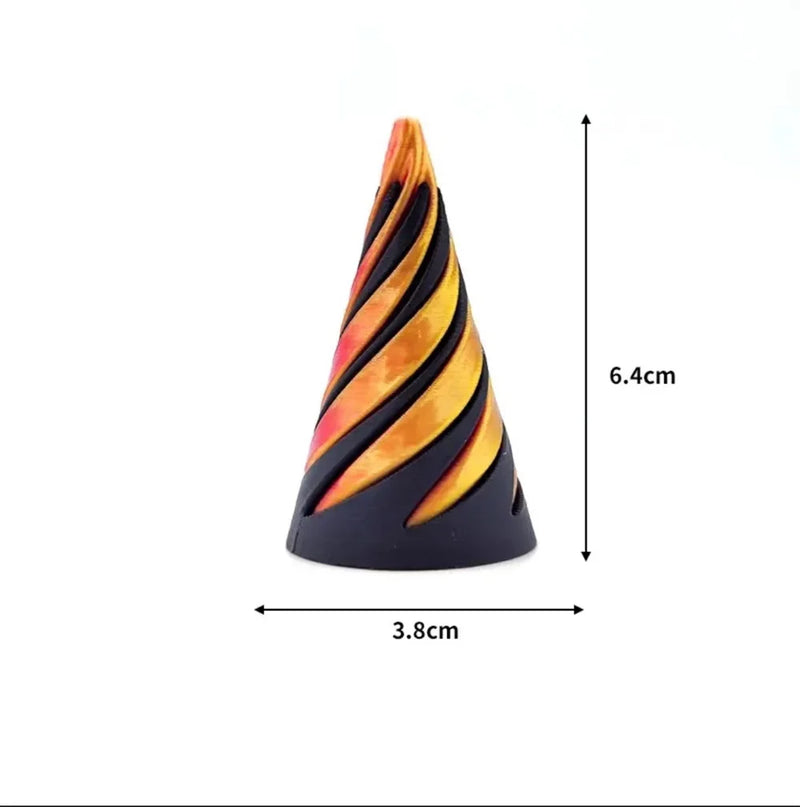3D Printed Spiral Cone Toy Impossible Pyramid Passthrough Sculpture Pass Through Pyramid Toy Mini Vortex Thread Illusion