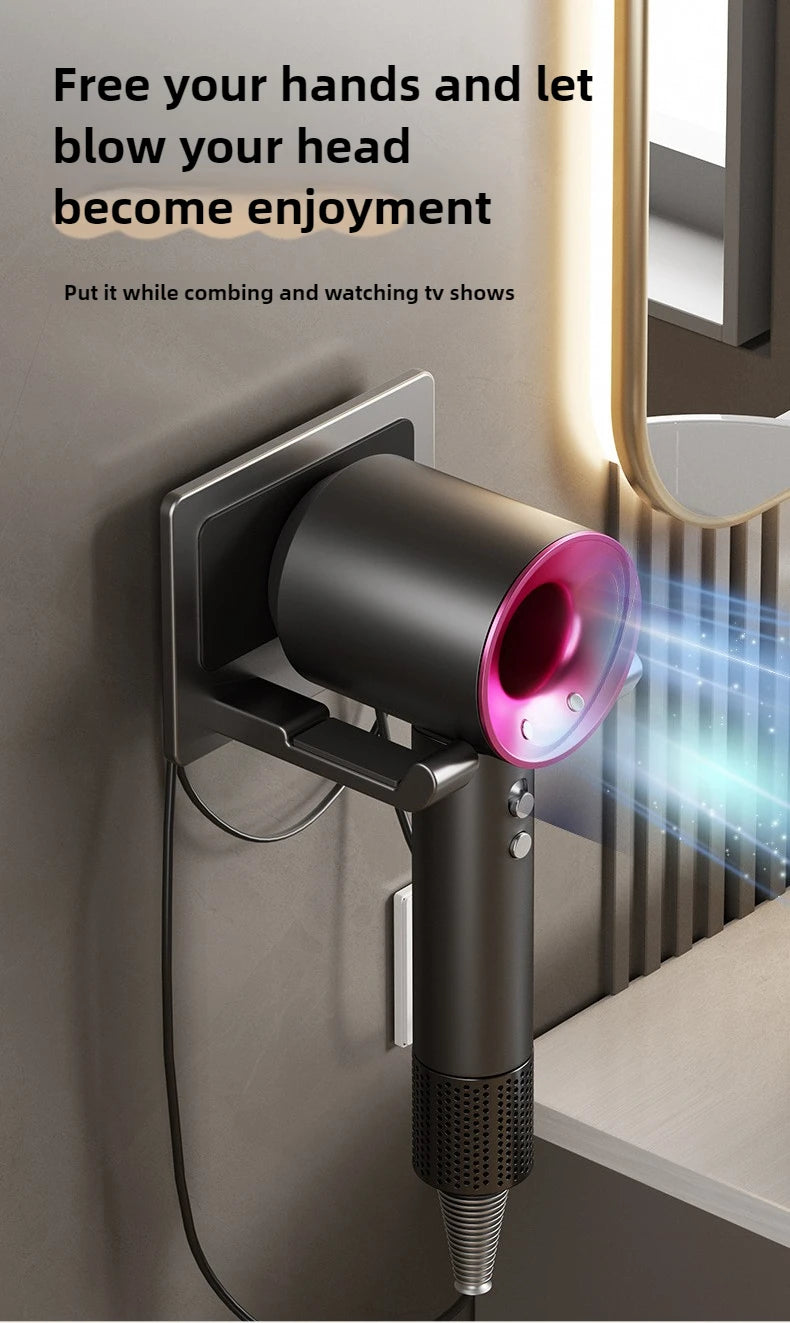Suporte de secador de cabelo de parede compatível com organizador de metal com almofada antiderrapante, organizador de acessórios para prateleiras de banheiro de quarto