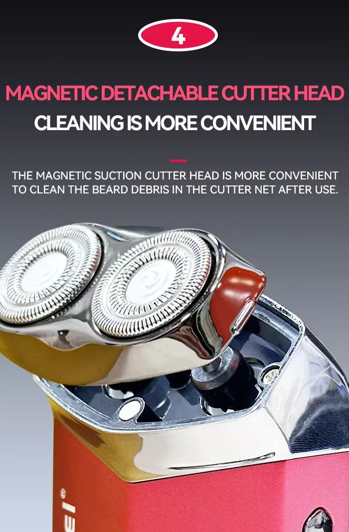 Kemei KM-T15 Portable Dual-Ring Floating Electric Shaver, Fully Washable, USB Rechargeable, Men's Beard Trimmer.