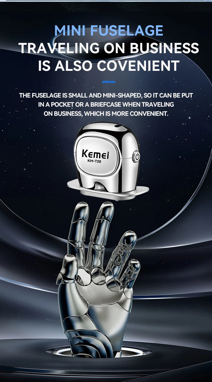 Kemei KM-T20 Mini Men Electric Shaver IPX6 Waterproof Travel Portable Beard Trimmer USB Charging Dry Or Wet Shaver Machine Razor