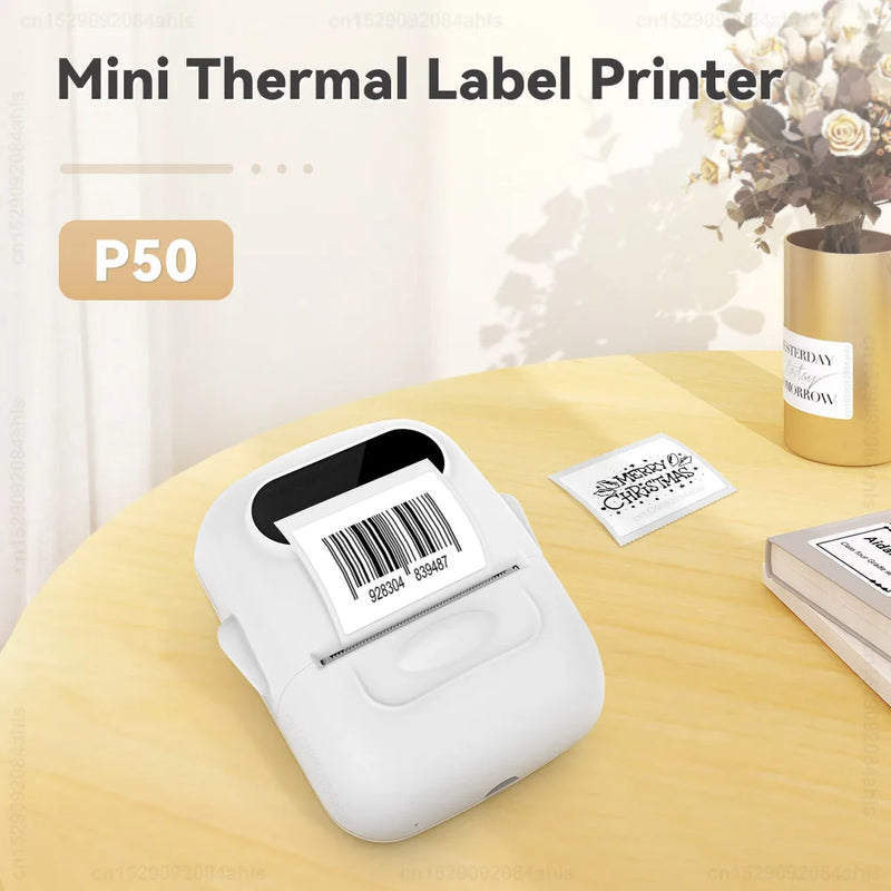 Mini Label Printer Marklife P50 Portable Thermal Printer Self Adheisve Sticker Machine Bluetooth Wireless Label Maker No Ink