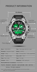 SANDA Men Sports Quartz Watches Dual Display LED Electronic Digital Wristwatches Waterproof Military Watch Relogios Masculino
