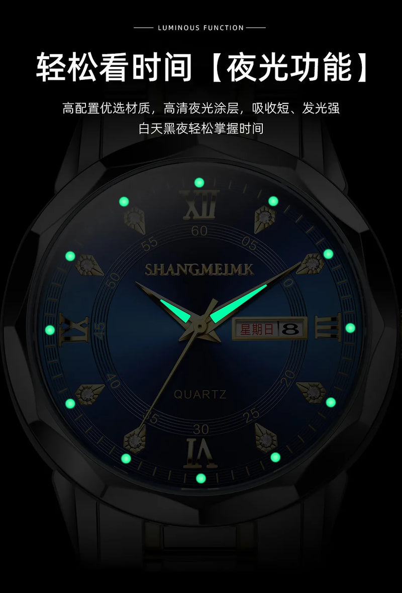 High-grade waterproof luminous new men's watch steel belt quartz watch live burst male wristwatch men watch