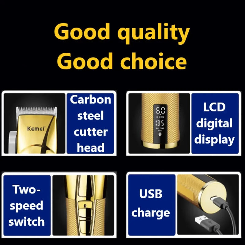 Kemei Tx1 Full Metal Electric Shaver for Men Hair Beard Electric Razor Bald Head Shaving Machine Finishing Fades Rechargeable