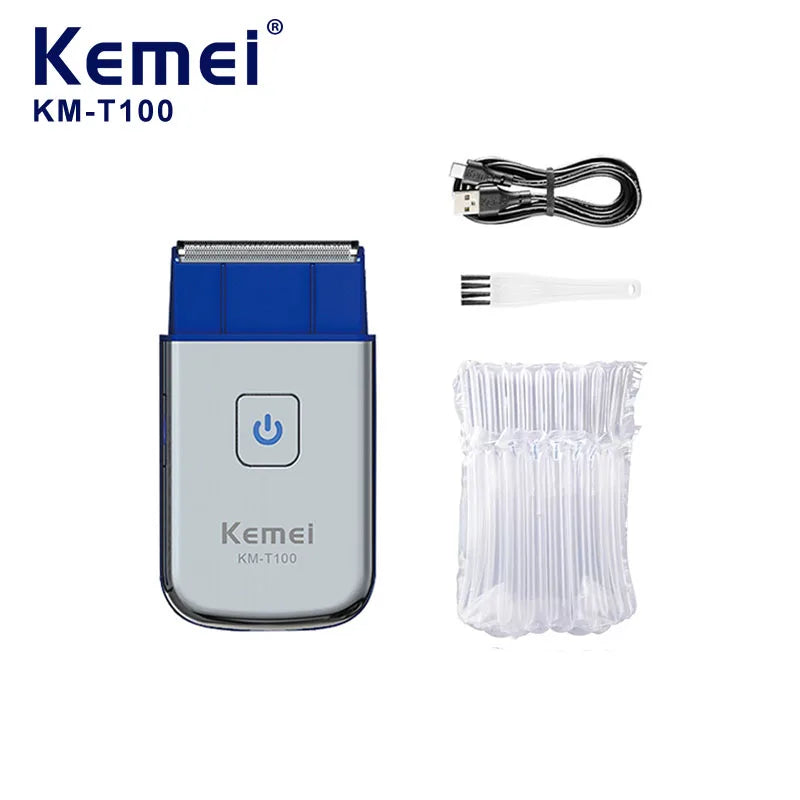 Kemei T100 Portable Travel Shaving Machine Men Beard Trimmer Mini Electric Shaver Rechargeable Foil Reciprocating Safety Razor