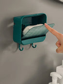 Simple Creative Soap Rack Vertical Dustproof Soap Dish With Lid Drain Soap Dish Bathroom New Nail Free Wall Hanging Soap Holder