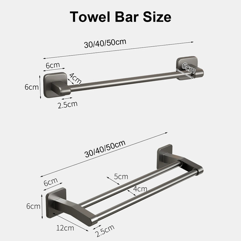 Bathroom Hand Towel Rack Towel Holder Wall Mount No Drill Mount 30/40/50cm Towel Bar Plastic ABS Double Bar 2 Tier Apartment