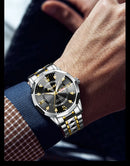 POSHI Men's Watch Date Week Fashion Watch Men Original Waterproof Non-mechanical Luminous Dual Calendar Quartz Wristwatch