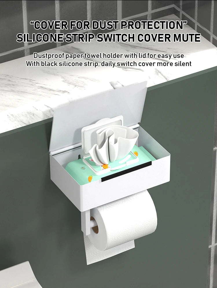 Tissue holder, non perforated toilet paper holder, bathroom privacy tissue box, roll paper holder, wet wipe box