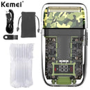 kemei km-TX7 Waterproof LCD Digital Display Razor USB Charging Camouflage Transparent Body Electric Shaver For Man