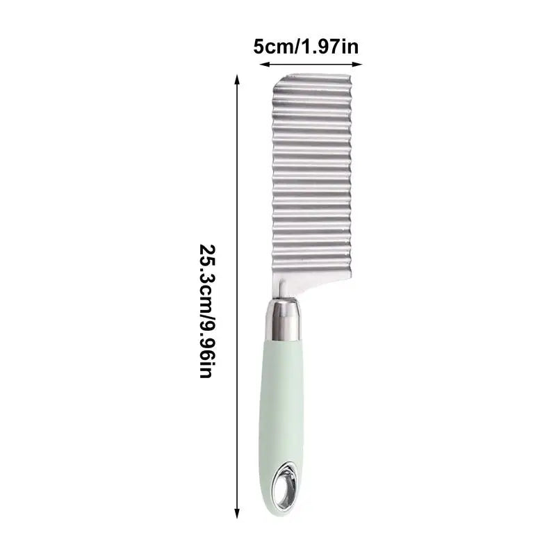 Crinkle Fry Cutter Potato Slicer French Fry Cutter Stainless Steel Long Handle Food Chopper Vegetable Chopping Tools Kitchen