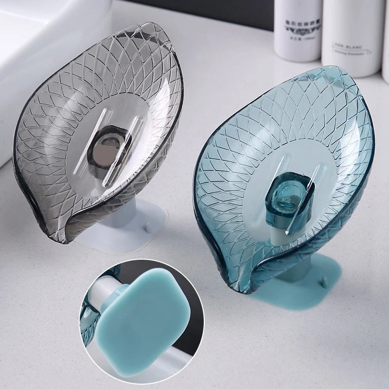 Bathroom Soap Holder Leaf Shape Dish Soap Kitchen Sponge Soap Box Storage Non-slip Drain Soap Case Container Bathroom accessorie
