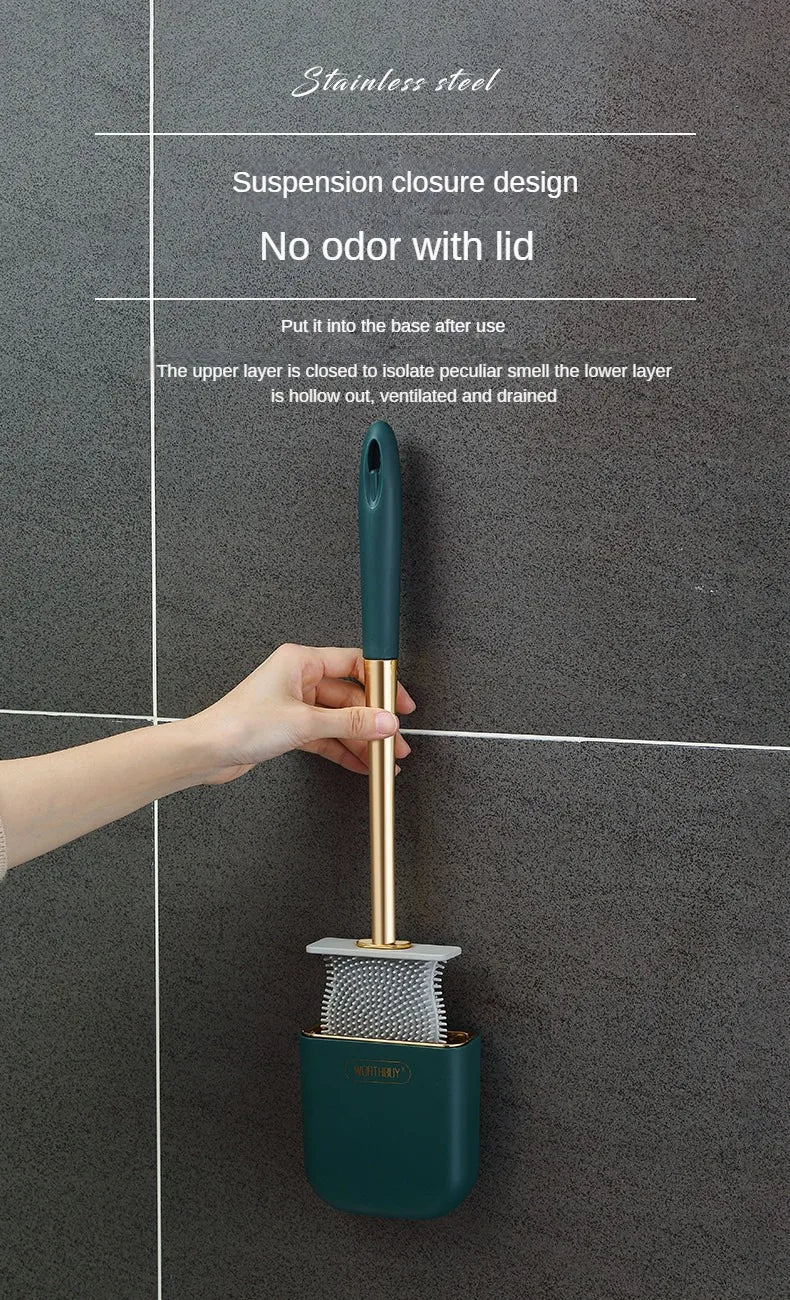 Escova de banheiro de silicone de luxo para parede com suporte