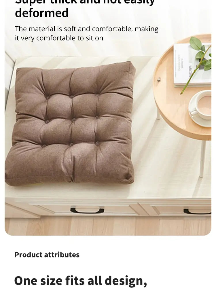 Linen Cushion Pearl Cotton Square Stool Backrest Pillow Home Office Computer Chair Protective Mat Seat Pad Buttocks Chair Mat