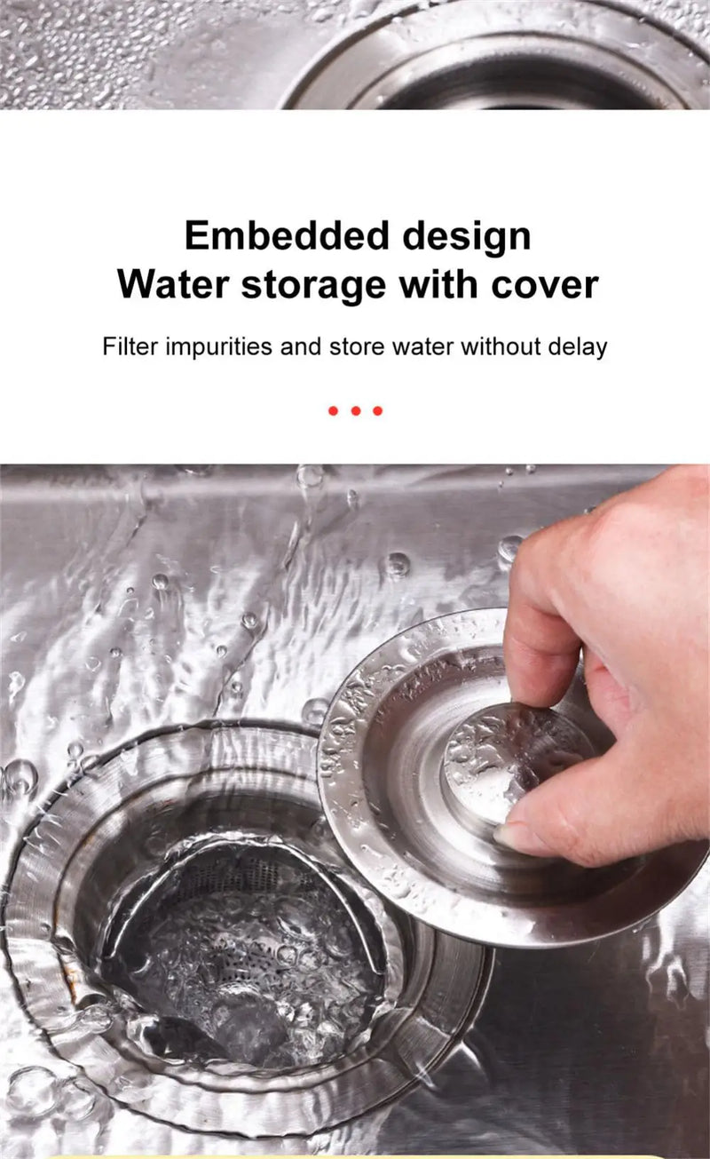 Stainless Steel Kitchen Sink Strainer Plug Close Hole Basin Sink Drain Filter Basket With Handle Drain Kitchen Accessories