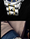 POSHI Men's Watch Date Week Fashion Watch Men Original Waterproof Non-mechanical Luminous Dual Calendar Quartz Wristwatch