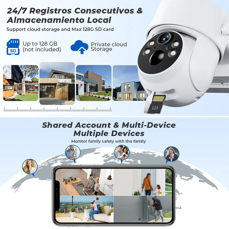 WiFi PTZ Camera Outdoor Wireless Solar IP Camera 4MP HD Built-in Battery Video Surveillance Camera Long Time Standby iCsee APP
