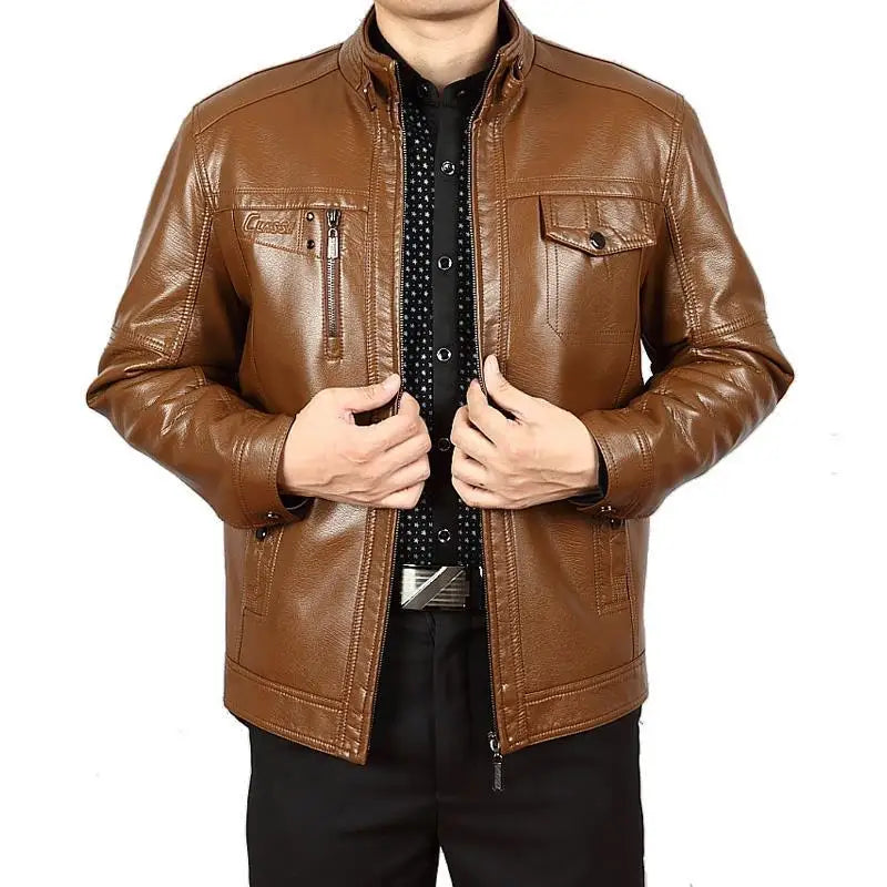 Leather Jacket Men Coats 2024 Brand High Quality PU Outerwear Men Business Winter Faux Fur Male Jacket Fleece